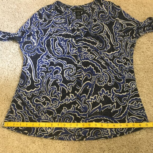 Vintage 90s Nylon Mesh Paisley Clouds Button Up Dress Shirt + Cami - Picture 10 of 16